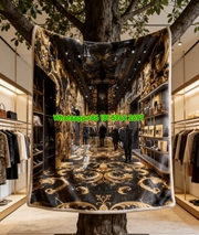Versace Black Gold Baroque Luxury Store Interior Print Flannel Sofa Throw Blanket IMG_1627